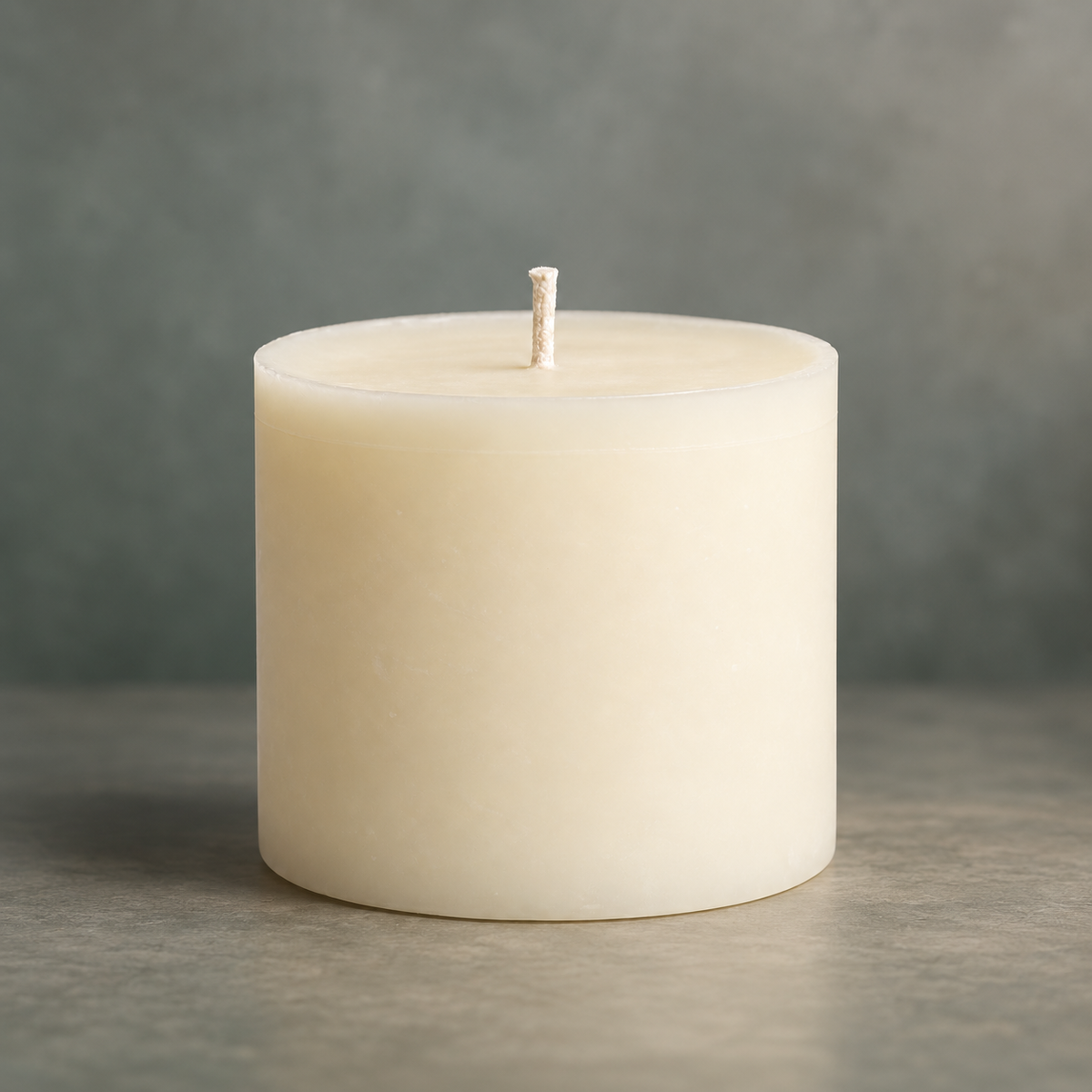 Ivory Leveiza candle refill with an unlit wick, shown without its glass vessel