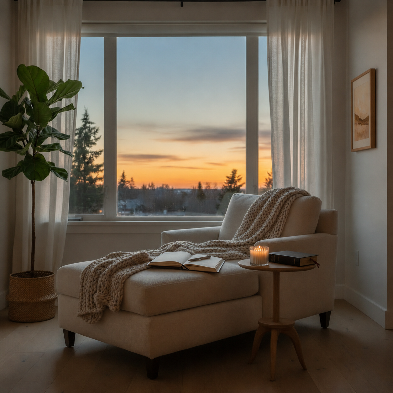 Leveiza Reflect candle styled for quiet reflection, stillness, prayer, and calm evenings